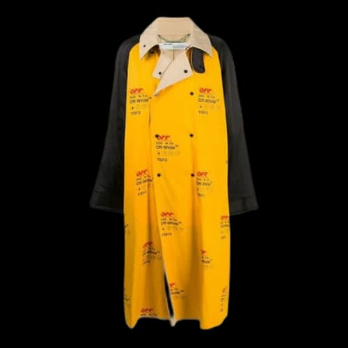 Off-White FW22 Logo Printing Lapel Long Loose Fit Yellow Windbreaker