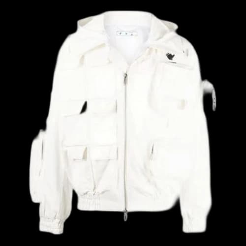 Off-White SS22 Multiple Pockets Logo Printing aviator Jacket White