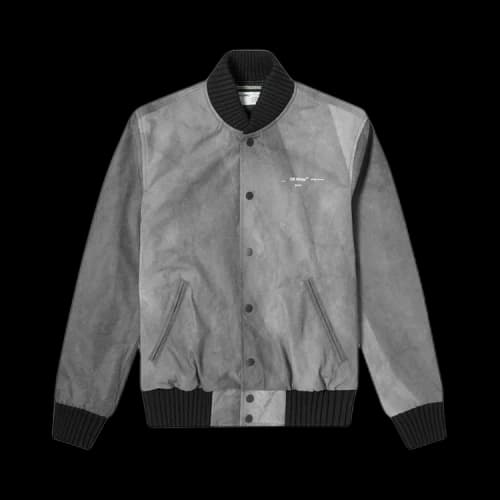 Off-White Airport Tape Varsity Jacket 'Grey'