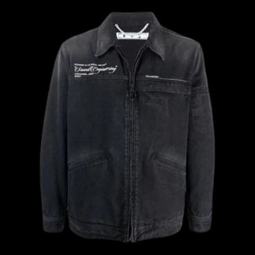 Off-White SS22 Solid Color Denim Dark Grey Jacket