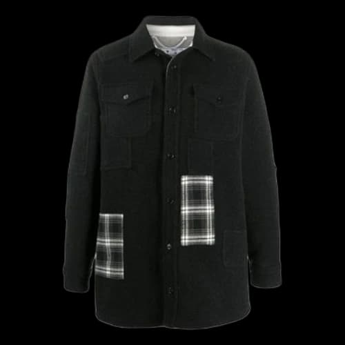 Off-White Plaid Pockets Buttoned Oversized Shirt
