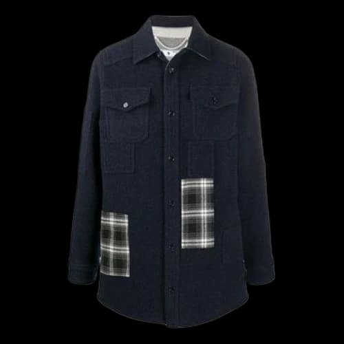 Off-White Plaid Detail Shirt Jacket Black