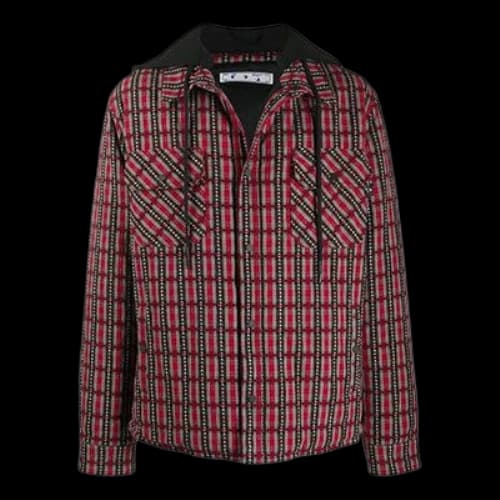 Off-White Mens Hoodie Jacket Plaid
