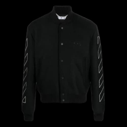Off-White Diagonal Stripes Long Sleeves Jacket Loose Fit Black