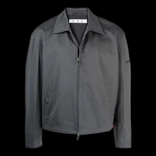 Off-White Zipper Shirt Jacket Loose Fit Dark Grey