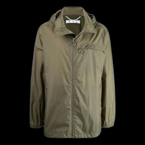 Off-White FW22 Logo Printing Mid-Length Trench Coat Jacket Green