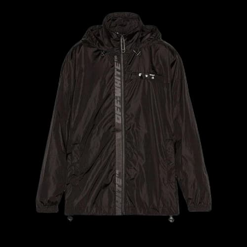 Off-White SS21 Logo Printing Hooded Jacket Black