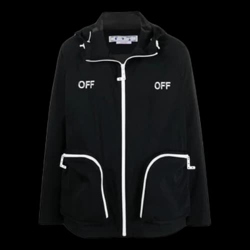 Off-White SS22 Alphabet Printing Zipper Hooded Jacket Version Black