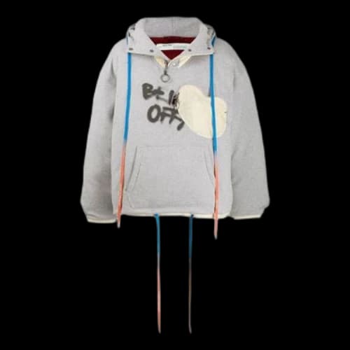 Off-White Graffiti Alphabet Printing Double Sided Design Zipper Jacket Loose Fit Gray