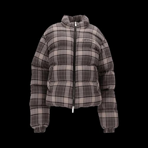 Off-White Spray Check Flannel Down Jacket 'Dark Grey/Black'