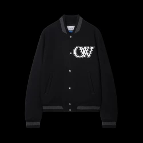 OFF-WHITE Logo-Applique Varsity Bomber Jacket Black