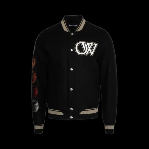 OFF-WHITE Logo-Applique Bomber Jacket Black
