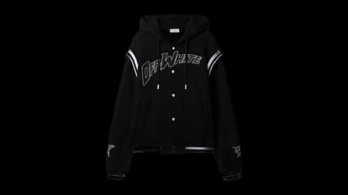 OFF-WHITE 00 Fleece Varsity Hoodie Black