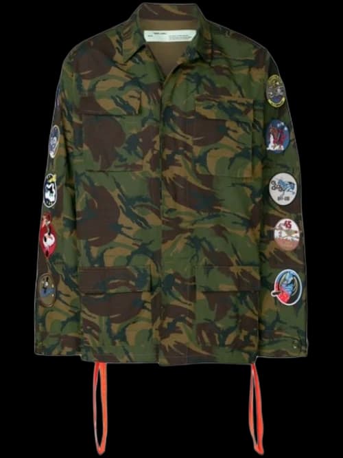 OFF-WHITE Camoflage Arrows Patch Sleeves Jacket Green