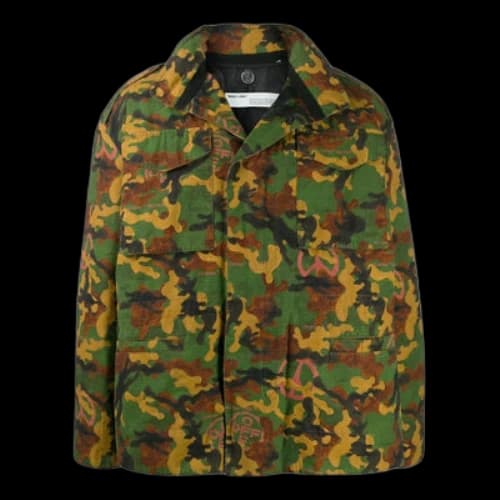 Off-White FW22 Classic Military Camouflage Pattern Jacket Green