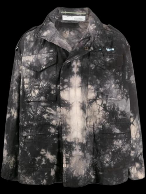 OFF-WHITE Oversized Fit Tie Dye Miltary Jacket Black