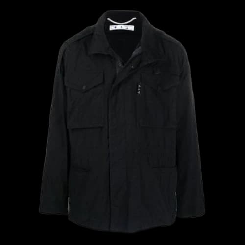 Off-White FW21 Arrows Logo Cargo Pocket Solid Color Long Sleeves Jacket Ordinary Version Black