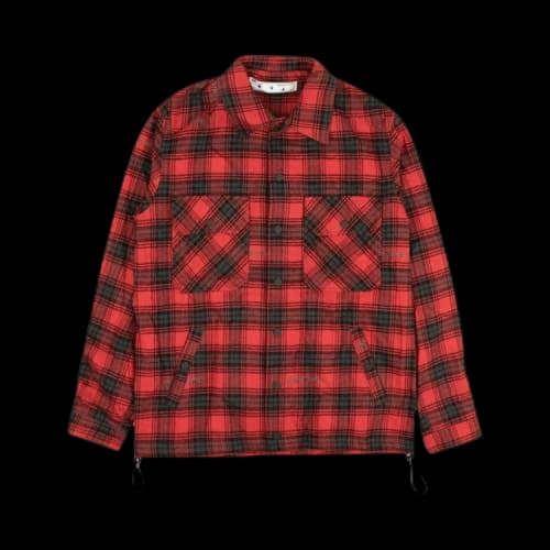 Off-White Stencil Check Coach Jacket 'Red'