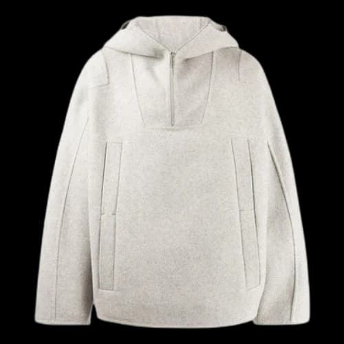 Off-White FW22 Solid Color Half Zipper Hooded Wool Sweater Gray