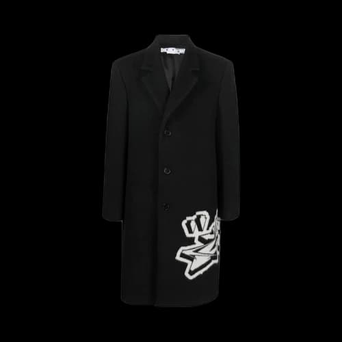 Off-White Graffiti Wool Skate Long Coat 'Black/White'