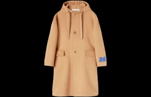 Off-White Cashmere Hooded Midi Coat 'Khaki'