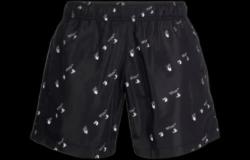 Off-White OW Logo Allover Swimshort 'Black/White'