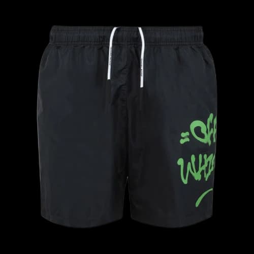 Off-White Logo Print Black Swim Shorts 'Black/Green'