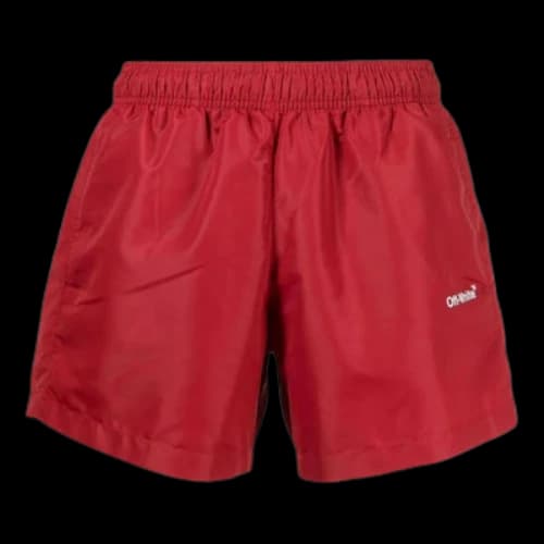 Off-White SS22 Solid Color Logo Printing Shorts Red