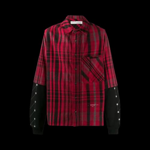 Off-White Jersey Sleeve Checked Shirt 'Red Black'