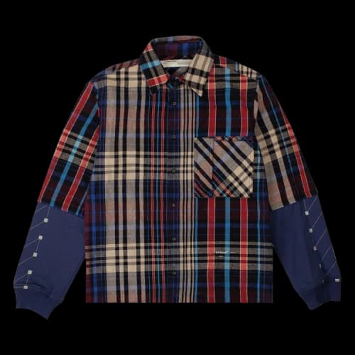 Off-White Plaid Contrast-Sleeve Shirt 'Blue'