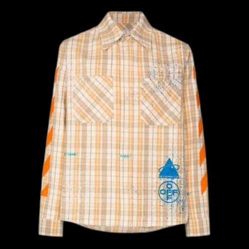 Off-White Logo Printing Plaid Long Sleeves Shirt Yellow