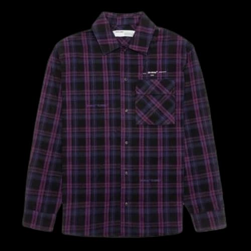 Off-White SS20 Small Stamp Checked Shirt For Men Purple/Black