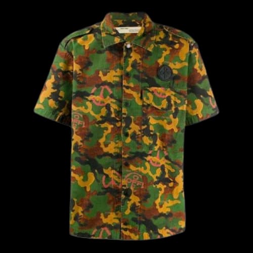 Off-White Camouflage Printing Short Sleeve Shirt Version Green