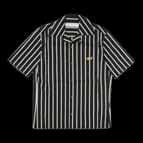 Off-White Fw20 Stripe Pattern Bowling Shape Short Sleeve Shirt