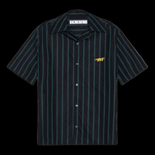 Off-White Mens FW20 Holiday Cuban Collar Short Sleeve Stripe Shirt