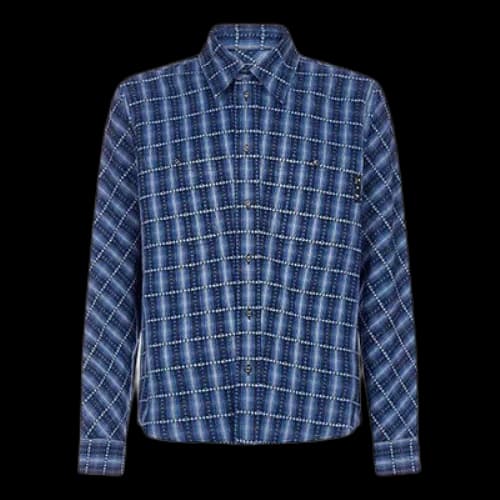 Off-White Flannel Plaid Blue Shirt