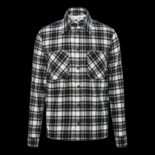 Off-White FW21 Plaid Large Arrow Printing Pattern Long Sleeves Shirt Version Black