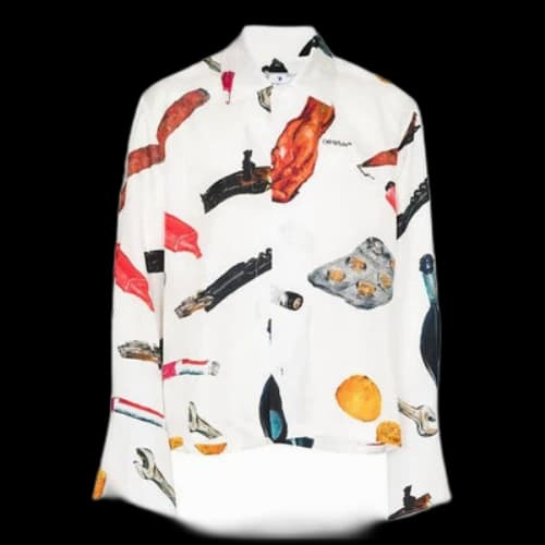 Off-White Pascal Pascal Applique Silk Shirt Men's White