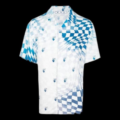 Off-White Logo Printing Short Sleeve Blue Shirt