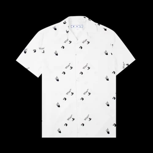 Off-White SS21 Logo Printing Short Sleeve Shirt Loose Fit White