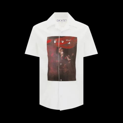Off-White SS21 Arrows Pattern Printing Short Sleeve Shirt Version White