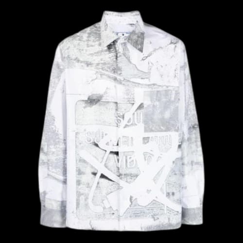 Off-White Abstract Print Button Front Shirt