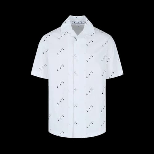 Off-White Full Print Short Sleeve Button Shirt Loose Fit White