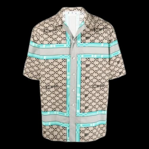 Off-White SS22 Lapel Logo Printing Short Sleeve Version Beige Shirt