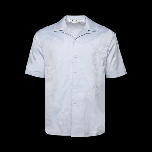 Off-White Angel Motif Jacquard Short-Sleeve Shirt 'Azzurro'