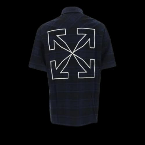 Off-White SS22 Alphabet Printing Plaid Arrow Short Sleeve Shirt Blue
