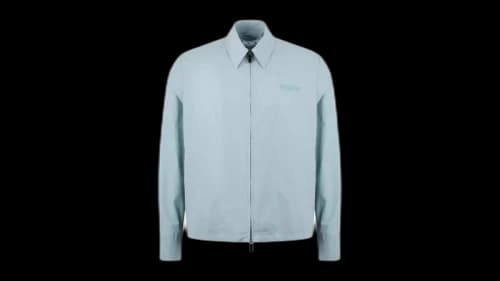 OFF-WHITE Wave Off Zip-Up Blue Shirt Blue