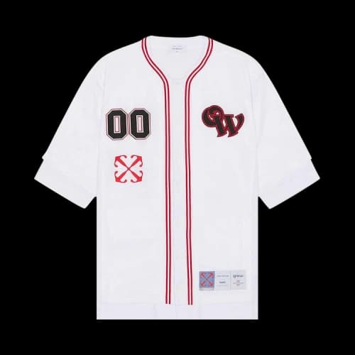 Off-White Gothic Logo Baseball Shirt 'White/Red'