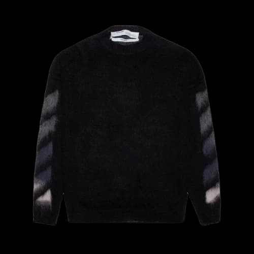 Off-White Diag Brushed Mohair Crewenck 'Black'