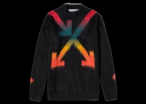 OFF-WHITE Fuzzy Arrows Crew Knit Sweater Black